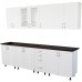 Bucatarie Zebra 260 cm din MDF Alb Lucios cu blat termoizolant negru